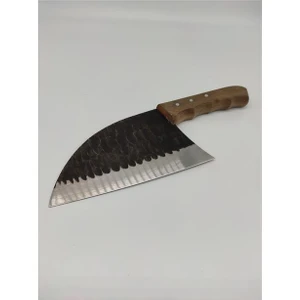 Hisar Bıçak Şef Bıçağı Dövme Çelik Ahşap Rengi Almazan Modeli Bıçak Keskin Çakı Outdoor