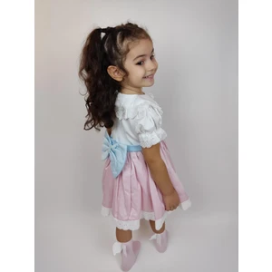 Dmını Bebe Yaka Arkası Fiyonklu Kız Çocuk Elbise, Kız Bebek Doğum Günü Elbise ID:126