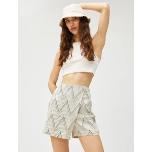 Mini Şort Etek Kapaklı Pamuklu Desenli