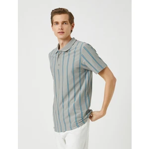Polo Yaka Tişört Slim Fit Düğme Detaylı Pamuklu