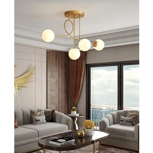 Pare Model Modern Spor Gold 4'lu Glop Beyaz Camlı Avize