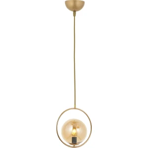 Modern Bal Glop Camlı Daire Model Tekli Gold Sarkıt Avize