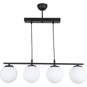 Dörtlü Siyah Model Modern Glop Beyaz Cam Avize