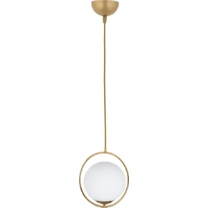 Modern Beyaz Glop Camlı Daire Model Tekli Gold Sarkıt Avize