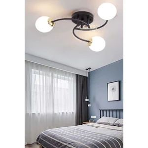 Luxury Model Plafonyer Üçlü Siyah Modern Beyaz Camlı Avize