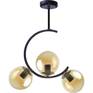 Hilal C Model Modern Spor Glop Bal Camlı Siyah 3lü Plafonyer Avize