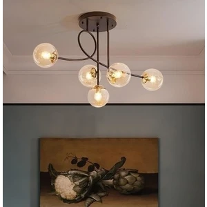 Pare Model Modern Spor Siyah 5'lı Glop Bal Camlı Avize