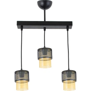 Üçlü Bal Cam Kafes Model Modern Sarkıt Avize