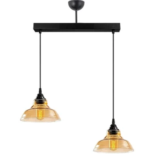 Special Model Ikili Dikdörtgen Siyah Modern Bal Camlı Sarkıt Avize