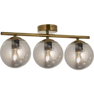 Gold Üçlü Modern Füme Camlı Plafonyer Avize