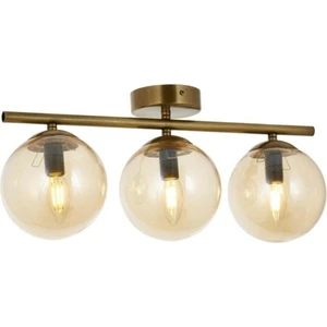 Gold Üçlü Modern Bal Camlı Plafonyer Avize