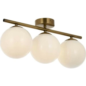 Gold Üçlü Modern Beyaz Camlı Plafonyer Avize