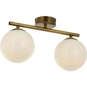 Gold Ikili Modern Beyaz Glop Camlı Plafonyer Avize