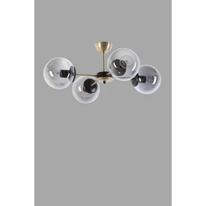 Modern Dörtlü Füme Glop Camlı Gold-Siyah Avize