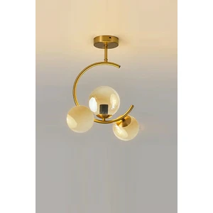 Hilal C Model Modern Spor Glop Bal Camlı Gold 3lü Plafonyer Avize