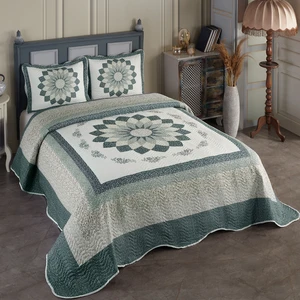 Gloria Yeşil Çift Kişilik Kapitone Yatak Örtüsü