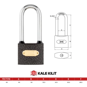 Uzun Kancalı Döküm 60 Asma Kilit KD001/70-560