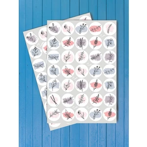 Tuğset Etiket Çiçek Desenli Sticker - Çiçek Etiket 4 cm 70 Adet-M