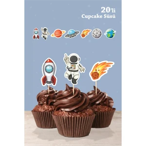 Neşeli Günlerim Uzay Temalı Doğum Günü * Cupcake Süsü '20LI