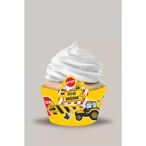 Neşeli Günlerim Iş Makinaları Cupcake Sargısı 8'li