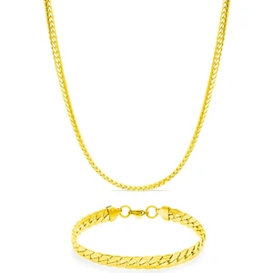 Trend Collection Urban Paslanmaz Çelik Gold Kolye ve Bileklik Seti