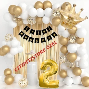 Çıtı Pıtı Store Kral Taçlı 1-2-3-4-5-6-7-8-9 Yaş Doğum Günü Balon Seti
