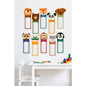 Neşeli Günlerim Hayvanlar Çarpım Tablosu Eğitici Duvar Sticker 50X70 cm
