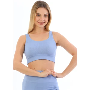 Secret Moda Yeni Sezon Kalın Askılı Fitilli Toparlayıcı Bel Kısmı Lastikli Kadın Büstiyer Mavi