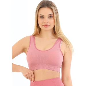 Secret Moda Yeni Sezon Pedli Kalın Askılı Fitilli Toparlayıcı Beli Lastikli Kadın Büstiyer Pembe