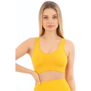 Secret Moda Yeni Sezon Pedli Kalın Askılı Fitilli Toparlayıcı Beli Lastikli Kadın Büstiyer Sarı