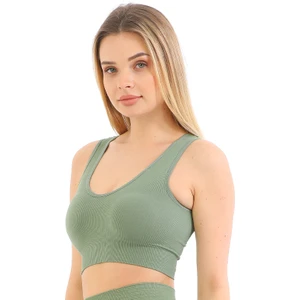 Secret Moda Yeni Sezon Pedli Kalın Askılı Fitilli Toparlayıcı Beli Lastikli Kadın Büstiyer Yeşil