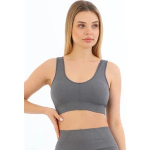 Secret Moda Yeni Sezon Pedli Kalın Askılı Fitilli Toparlayıcı Beli Lastikli Kadın Büstiyer Antrasit