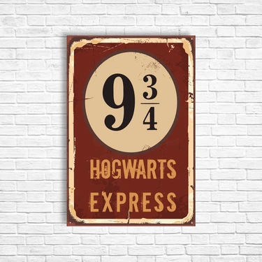 Trend Poster Harry Potter  9 3/4 Hogwarts Express Retro Ahşap