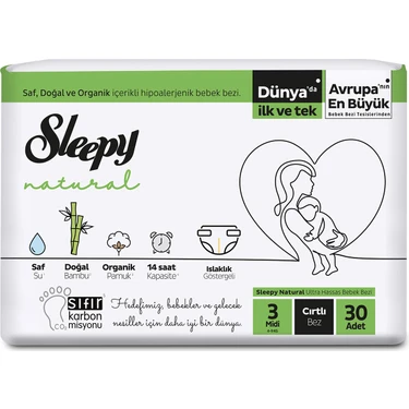 Sleepy Natural 3 Midi Beden Bebek Bezi 4-9 kg 30