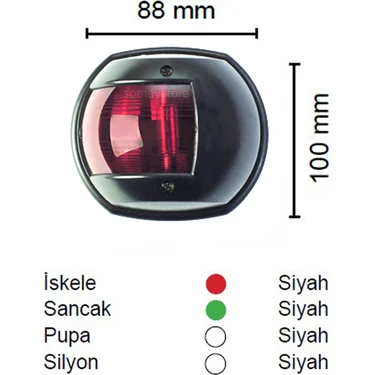 Goldsea Marine SL20 Tekne Seyir Feneri Siyah 12V LED