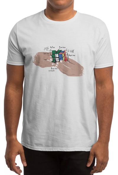 Fizello How To Solve A Rubik's Cube In 20 Moves T-Shirt Beyaz Spor Tişört