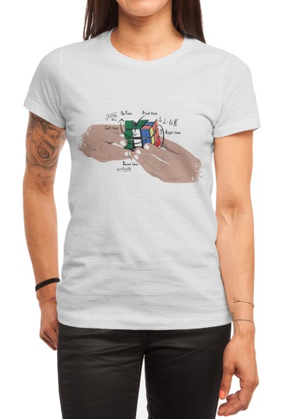 Fizello How To Solve A Rubik's Cube In 20 Moves T-Shirt Beyaz Spor Tişört