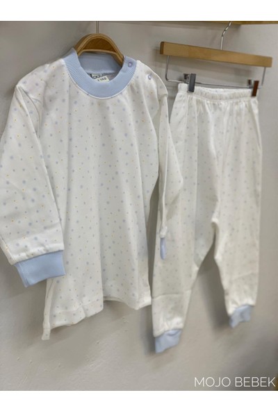 Sebi Kar Taneli Pijama Takımı 2230 Beyaz-Mavi