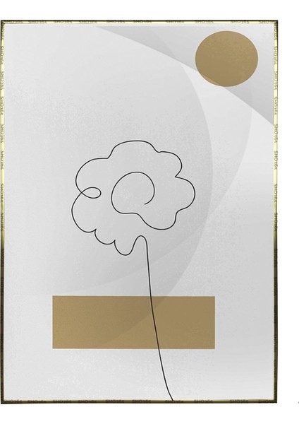 Yapraklar ve Şekiller Karışık Renkler Modern Poster P-000756