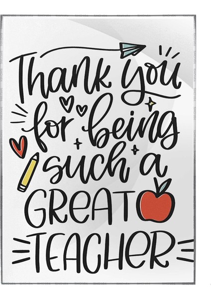Öğretmene Sevgi Minnet Illüstrasyon Tasarım - Modern Sanat Tuval Poster P-000545