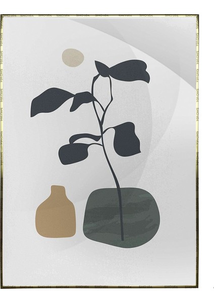 Saksıda Yapraklar Açık Tonlar Modern Poster P-000915