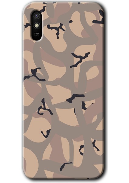 Xiaomi Redmi 9A Kılıf Baskılı Kapak - Kamuflaj 6 +Tam Kaplayan Mat Seramik