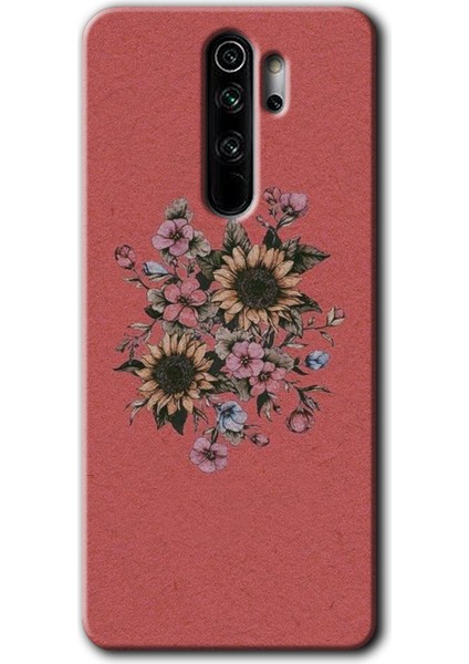 Xiaomi Redmi Note 8 Pro Kılıf Baskılı Arka Kapak - Retro Çiçek +Tam Ekran Koruyucu