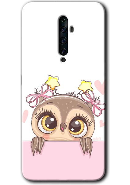 Oppo Reno 2z Kılıf Baskılı Kapak - Sevimli Baykuş +Tam Kaplayan Mat Seramik