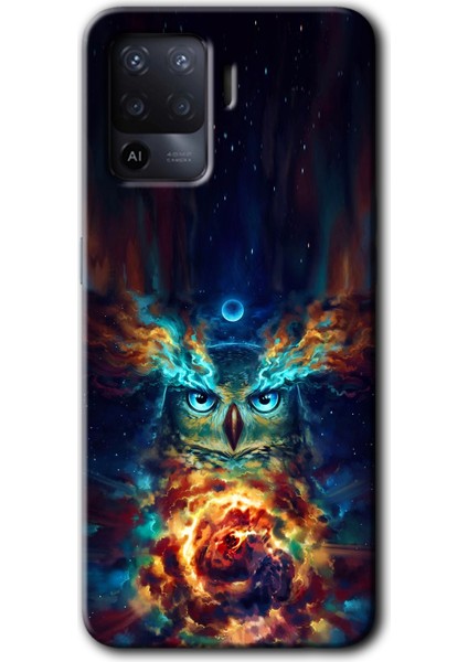 Oppo Reno 5 Lite Kılıf Baskılı Kapak - Ballı Baykuş +Tam Kaplayan Mat Seramik
