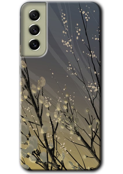 Samsung Galaxy S21 Fe Kılıf Baskılı Kapak - Branches Flowers + 5d Tam Kaplayan Cam