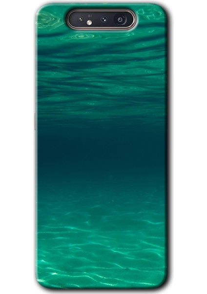 Samsung Galaxy A80 Kılıf Baskılı Kapak - Derin Deniz + 5d Tam Kaplayan Cam