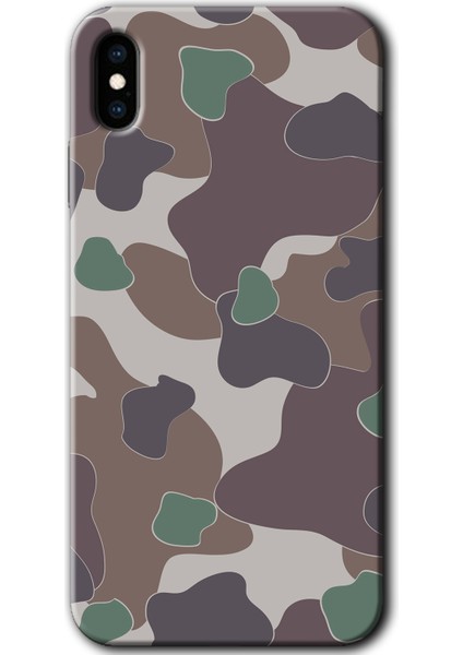 Apple iPhone Xs Max Kılıf Hd Desen Baskılı Arka Kapak + Mat Kobra Cam - Kamuflaj 11