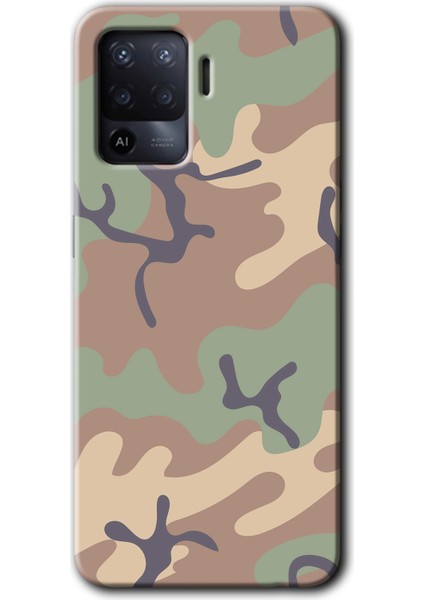 Oppo Reno 5 Lite Kılıf Baskılı Kapak - Kamuflaj 29 +Tam Kaplayan Mat Seramik