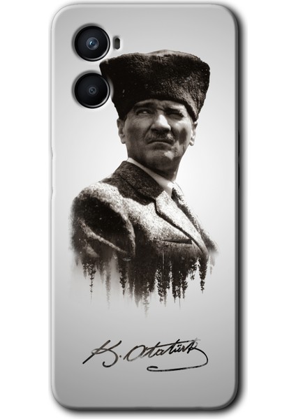 Oppo Reno 3 Kılıf Baskılı Kapak - Mustafa Kemal Atatürk +Tam Kaplayan Mat Seramik